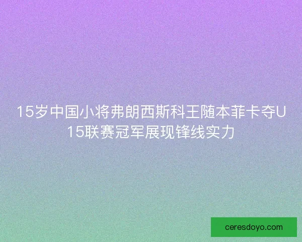 15岁中国小将弗朗西斯科王随本菲卡夺U15联赛冠军展现锋线实力