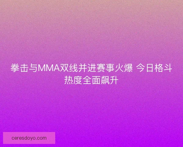 拳击与MMA双线并进赛事火爆 今日格斗热度全面飙升
