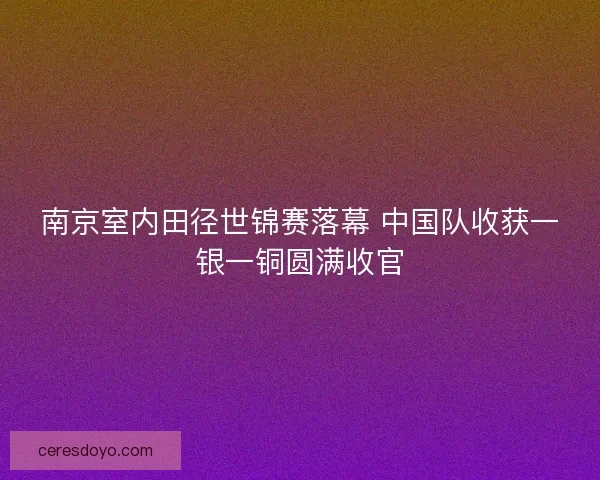 南京室内田径世锦赛落幕 中国队收获一银一铜圆满收官